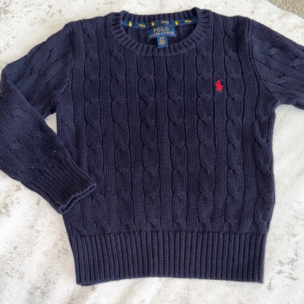 Polo by Ralph Lauren kids Dark Blue Cable Knit Sweater